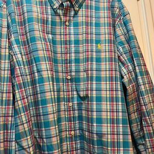 Ralph Lauren Teal Plaid Long-Sleeve Button-Down Shirt